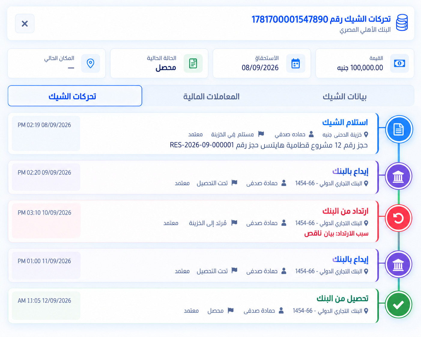 الإيصالات النقدية